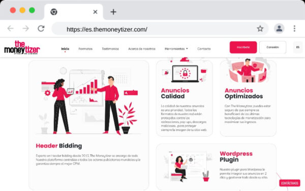 The Moneytizer plataforma de publicidad para monetizar sitios web